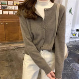 100% pure cashmere cardigan women's new autumn and winter round neck sweater loose Korean knitted sweater short coat