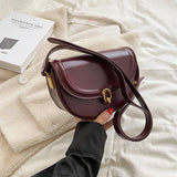 Saddle Crossbody Bags for Women Trend Fashion PU Leather Small Shoulder Handbags and Purses Solid Vintage Bag