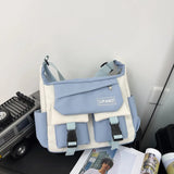 Korean Fashion Nylon Bag Letter Print Multipockets Shoulder Bag For Women Men Unisex Crossbody Bags School Messenger Bag Book