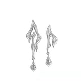 Y2k Liquid Metal Geometric Irregular Zircon Earrings for Women Asymmetrical Earrings Jewelry Gifts