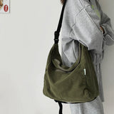 Simple Solid Color Canvas Women Shoulder Bag Large Capacity Leisure Crossbody Bag Female Male Travel Messenger Student Book Bag