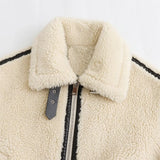 Autumn New Women's European and American Style Artificial Fur Effect Motorcycle Jacket Coat with Fur Integration