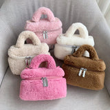 Soft Plush Women's Small Shoulder Bag Faux Lamb Wool Ladies Bucket Crossbody Bags Winter Furry Female Phone Pouch Purse Handbags