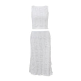 White Sexy 2 Pieces Set Skirt Sets New Casual Party Tank Top Short Skirt For Women Cropped Midi Bodycon Dress Summer Y2k Outfits