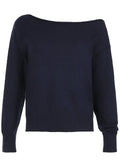 Dark Blue Solid Minimalist Style Autumn Winter Sweaters Women White Simple Basic Casual Loose Knitted Pullover Jumpers