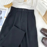 Fall Spring Black Suit Haren Pants Women Fashion Elastic High Waist Casual Trousers Woman Korean Style Solid Office Pant