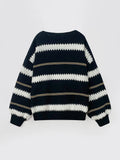 Harajuku Loose Sweater Vintage Batwing Sleeve Striped Knitted Jumpers Casual Office Lady Knitting Tops Elegant Cloth