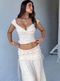 Sexy 2 Piece Set Women Outfit Crop Top Skirt Sets Fashion Summer Outfits For Female Vacation Ruffle Beach Beach Outfits