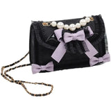 MBTI Bow Lace Shoulder Bag for Girl Pearl Jk Kawaii New Trend Purse Japan Style Gentle Female Designer Crossbody Bag