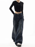 Vintage Women Wide Leg Jeans Harajuku Baggy Denim Trousers Oversized Grunge Streetwear Y2k Autumn Pants Korean Fashion