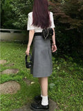 Solid Waist Women Pleated Skirt Summer Preppy Style Female Skirts Street Casual Loose Ladies Folds Faldas De Mujer