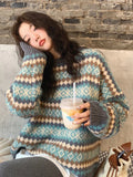 Winter Knitwear Pullover Sweaters For Women Top Blue Vintage Long Loose Autres Sweats Warm Korea Fashion Kawaii Jersey Jumper