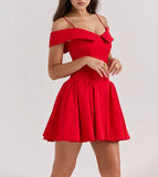 Elegant Off-shoulder Sexy Mini Dress For Women Fashion Spaghetti Strap Off-shoulder Sleeveless A-line Club Party Dress