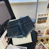 Summer Denim Shorts for Women With Ultra-low Waist Curled Edge Hot Pants Jean Shorts