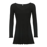 Black Frill Long Sleeve Mini Dress