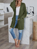 Sweater women's coat coarse wool line pocket knitted cardigan commuter style loose medium long coat casual