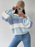 New color blocked ribbed knitted shoulder sweater