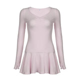 Cute Pink Fold A-Line Mini Dress