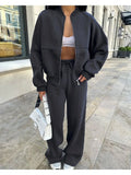 Autumn 2 Piece-Set Tracksuit Trousers Outfits Female Slim High Waist Drawstring Fashion Clothes Loose Women's Pants Sets