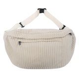 Large Capacity Waist Bag Women Shoulder Crossbody Bags Casual Fanny Pack Simple Phone Purse Corduroy Waist Bag Ladies Banana Bag