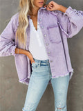 Girls Sweet Pink Loose Shirt Jacket Woman Casual Soft Button Denim Shirts Ladies Chic Solid Pocket Jackets