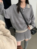 College Style Elegant Sweater Skirt Suit Women Fashion Polo Neck Tops + Pleated Mini Skirt Harajuku Knit Casual Two Piece Suit