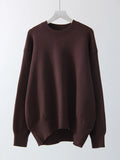 Basic Winter Burgundy Oversize Sweater Women O Neck Warm Pullovers Loose Knitwear Women's Sweater Winter Clothes Women