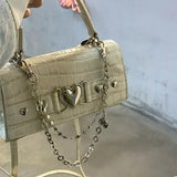 PU Leather Women Small Square Shoulder Bags Cool Girls Female Clutch Purse and Handbags Crocodile Pattern Ladies Crossbody Bags