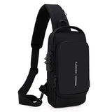 Men Multi-Functional Crossbody Bag Password Lock Motorcycle Waterproof USB Charging Port Anti-Theft Chest Bag Casual Travel