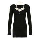 Black Knit Skinny Long Sleeve Dress