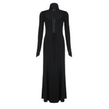 Gothic Turtleneck Choker Lace Up Long Dress