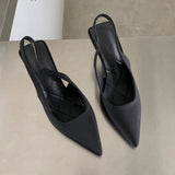 Summer New Brand Pointed Toe Slingback Shoes Thin High Heel Shallow Slip On Ladies Elegant Sandals Plus Size 41