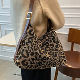 Casual Women Shoulder Bags Leopard Canvas Hobo Bag Female Large Capacity Messenger Bags Soft Crossbody Handbag for Women