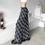 Aesthetics Retro Plaid Print Mesh Long Skirts Y2K Vintage 90s Low Waist Double Layer Straight Midi Skirt Korean Fashion Clothes