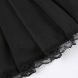 Black Ruffles  Sleeveless Lace Trim Dress