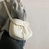 Soft Cotton Women's Casual Crossbody Shoulder Bag White Large Capacity Messenger Purse Student Bag Simple Lady Fashion Bags