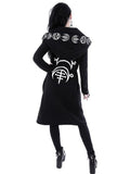 Gothic Punk Black Long Women Hoodies Sweatshirts Halloween Moon Print Long Sleeve Hoodie Women Loose Coat Hooded Sweatshirt