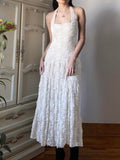 White Lace Sleeveless Long Dress