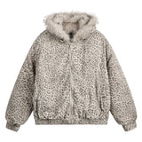 winter China-Chic retro chic mountain carved leopard hooded cotton jacket jacket men's short thickened cotton padded jacket