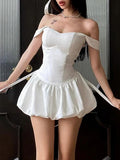 White Satin Strap Corset Sexy Dress