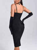 Black Lace Halter Sleeveless Backless Bandage Dress