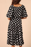 Polka Dot Tie Waist Midi Dress