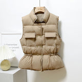 Winter Down Vest Women Short Vest Windbreaker Lightweight Coat Warm Waistcoat Female White Duck Down Coat Sleeveless Jacket