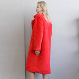 New Women Winter Warm Faux Fur Coat Thick Women Long Coat Turn Down Collar Women Warm Coat Casaco Feminino