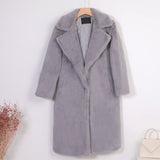 New Women Winter Warm Faux Fur Coat Thick Women Long Coat Turn Down Collar Women Warm Coat With Belt Casaco Feminino