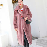 New Women Winter Warm Faux Fur Coat Thick Women Long Coat Turn Down Collar Women Warm Coat Casaco Feminino