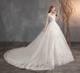 Wedding Dress Luxury Full Sleeve Sexy V-neck Bride Dress With Train Ball Gown Princess Classic Wedding Gowns