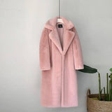 New Women Winter Warm Faux Fur Coat Thick Women Long Coat Turn Down Collar Women Warm Coat With Belt Casaco Feminino