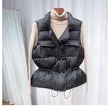 Winter Down Vest Women Short Vest Windbreaker Lightweight Coat Warm Waistcoat Female White Duck Down Coat Sleeveless Jacket