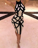 Women Fashion Summer Spring Halter Bandage Backless Bodycon Dress Sleeveless Mini Sexy Party Dress